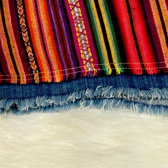 Multi Colored Demim Fringe Shorts, size 2 pre-owned - Picture 2 of 6